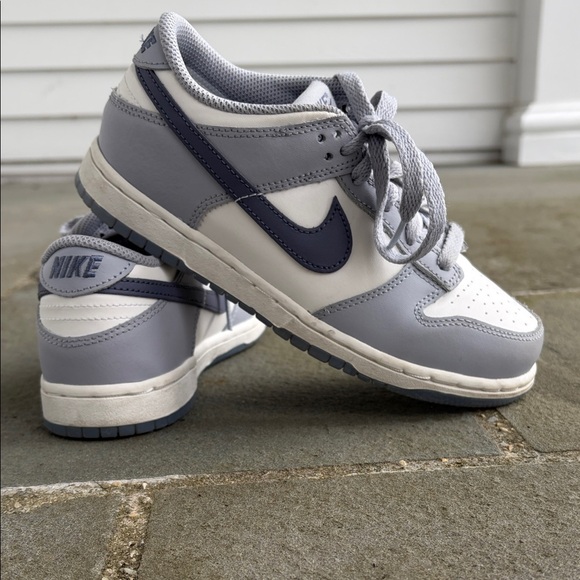 Nike Low Dunk Kids Gray and White Sneakers - Picture 5 of 9